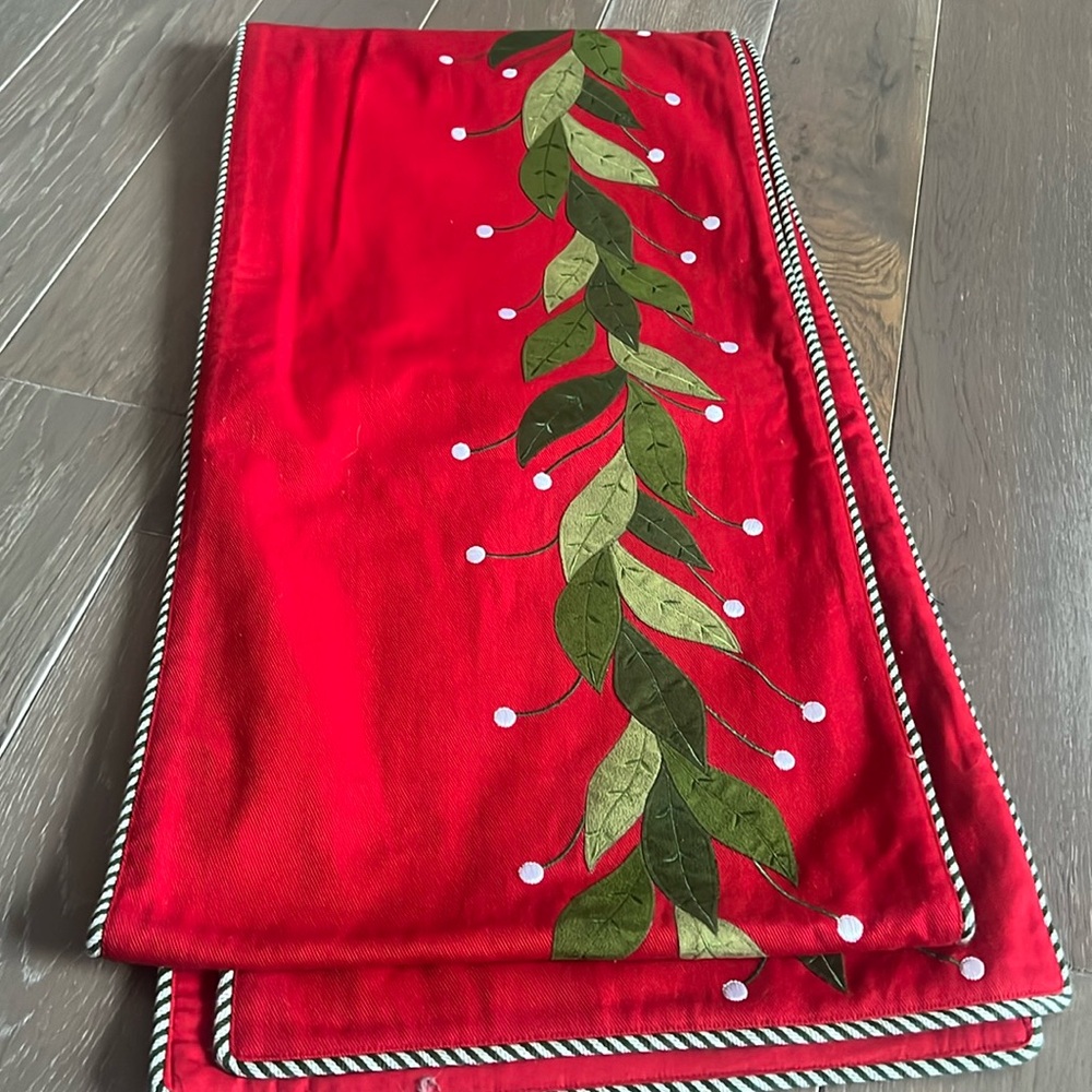 Evergreen Christmas table runner 14” by 108 “
